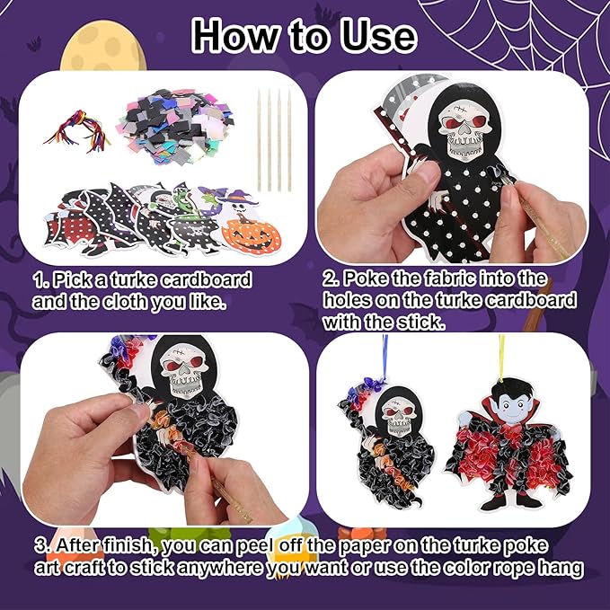 Fennoral 12 Pack Halloween Craft Kit for Kids Make You Own Poke in Arts and Crafts DIY for Kids Boys Girls Party Supplies Halloween Decoration