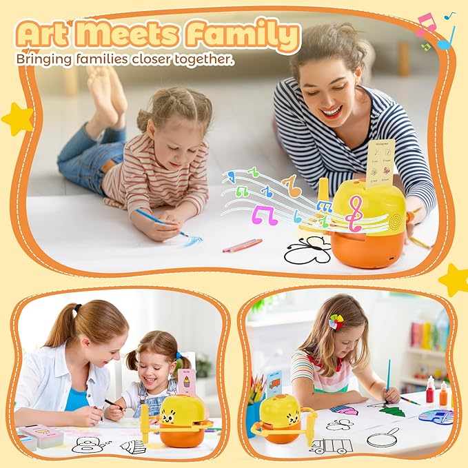 Drawing Robot for Kids, Interactive Educational Drawing Machine with Voice Interaction, Montessori Painting Learning Toy with 150 Word Cards, Birthday for Boys Girls 3 4 5 6 7 8