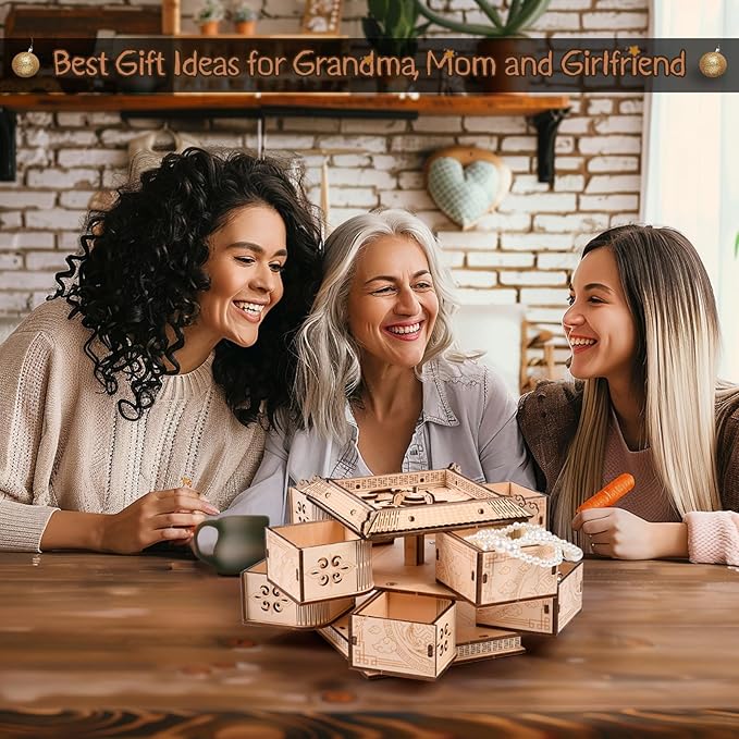 3D Wooden Puzzles for Adults - Mechanical Dragon Treasure Chest Model Kit, DIY Engineering Project, Unique Gift for Men Teens, Collectible Art and Home Display
