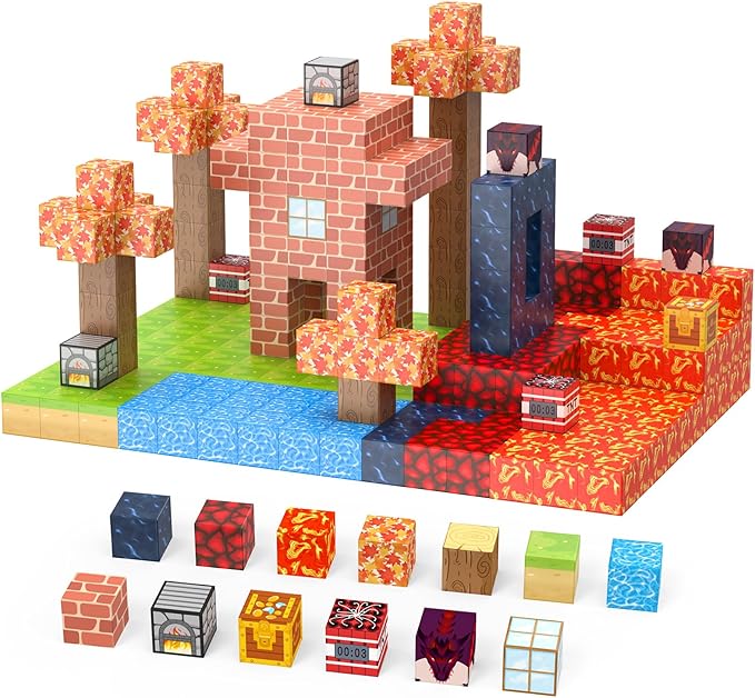Magnetic Blocks 100Pcs Magnetic Tiles Building Toys Construction Toys STEM Sensory Construction Toys for 3 4 5 6 7 8 Year Old Boys & Girls, Creative Kids Games Kids Toy