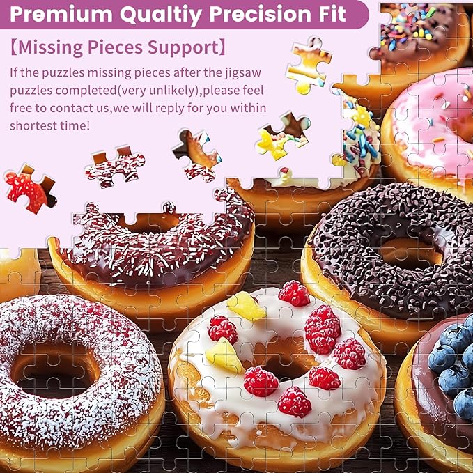 500 Piece Puzzle for Adults, Donut Jigsaw Puzzles, Youths Favorite Foods Puzzles 500 Pieces, Birthday and Barious Holiday Party for Family Kids and Adults, Funny Puzzle, 20.5x15 in