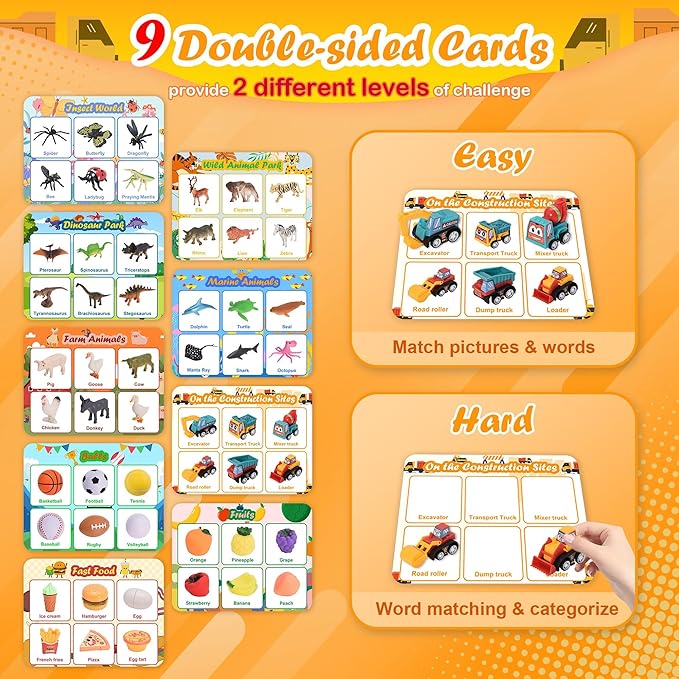 Sorting Toys for Toddlers, Learning Education Toys Montessori, Multiple Theme Playset, Fine Motor Skills Games, Preschool Learning Activities Sensory Toys for 2+ Year Old Kids Boys and Girls