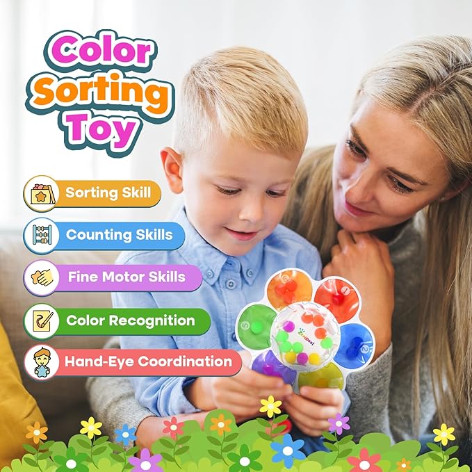 Sensory Toys Color Sorting Toys: Quiet Fidgets for Classroom Montessori Toy for Toddlers, Fine Motor Skill Games Preschool Learning Activities Calm Dwon Travel Toy for Boys Girls Gifts Ages 1-3 3-5