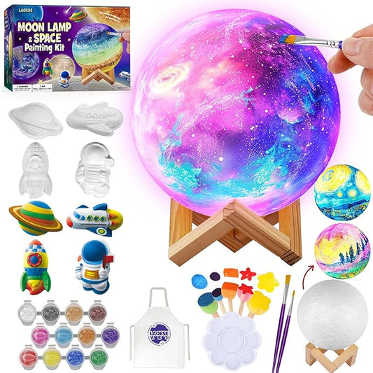 Paint Your Own Moon Lamp Kit, Cool Gifts DIY 3D Space Moon Night Light, Art Supplies Arts & Crafts Kit, Arts and Crafts for Kids Ages 8-12, Toys Girls Boy Birthday Gift Ages 3 4 5 6 7 8 9 10 11 12+