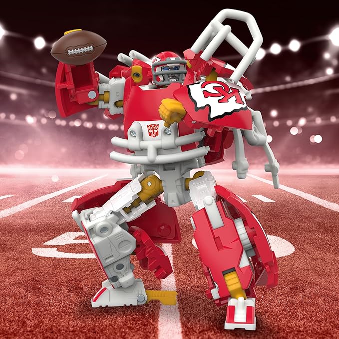Transformers NFL Kansas City Chiefs KC-59, 5.5-Inch Action Figure Changes from Robot to Helmet, Football Toys for Ages 8+