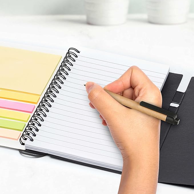 DISCOUNT PROMOS Spiral Notebooks with Elastic Closure Set of 10, Bulk Pack - Perfect for School, Office, Business and More - Black