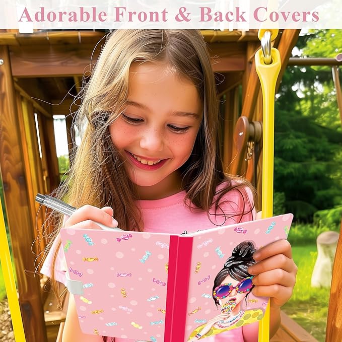 Candy Pop Journal for Girls - Gift for Teens, Kids - Diary with Pen & Magnetic Closure, 192 Pages for Writing, 5.3"x7.5" Hardcover Lined Notebook