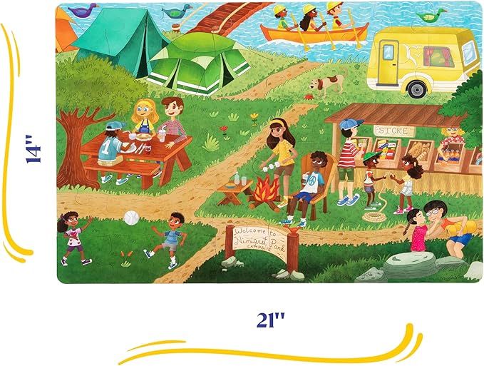 Upbounders® 48 Piece Jumbo Floor Puzzle for Kids | Jigsaw Puzzle with Large Pieces & Storage Box | Multicultural Preschool Puzzle (Camping Outdoors Theme)