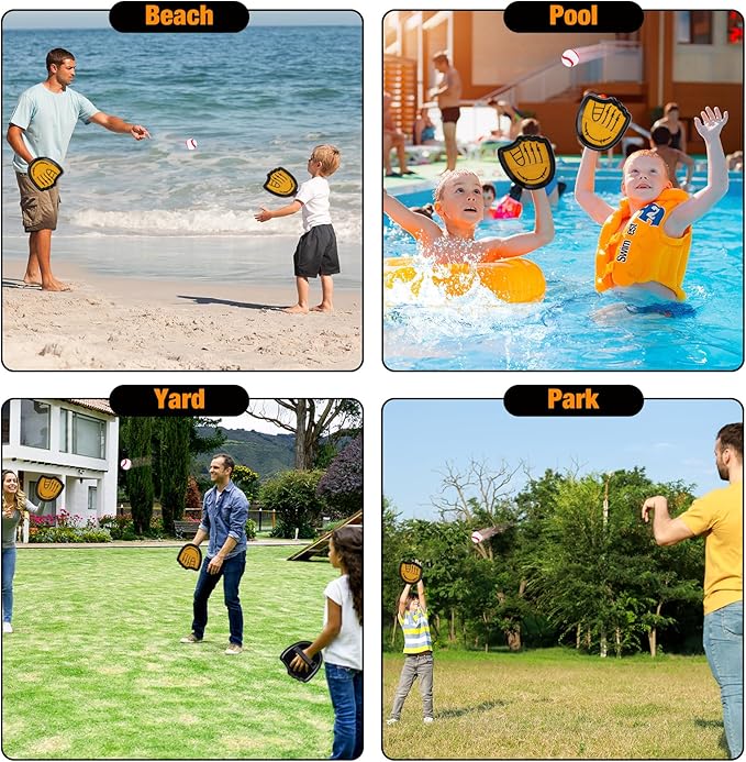Toss and Catch Outdoor Indoor Games for Kids Beach Yard Pool Sand Lawn Toys 4 5 6 7 8 9 10 11 12 Year Old Boys Girls Birthday Gifts 2 Paddles 2 Balls