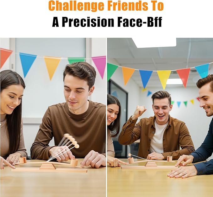 Ring Toss Game, Portable Wooden Tabletop Game for Teens & Adults, Skill Development & Dexterity Challenge, Office Desk Travel Party Camping Game Night Fun