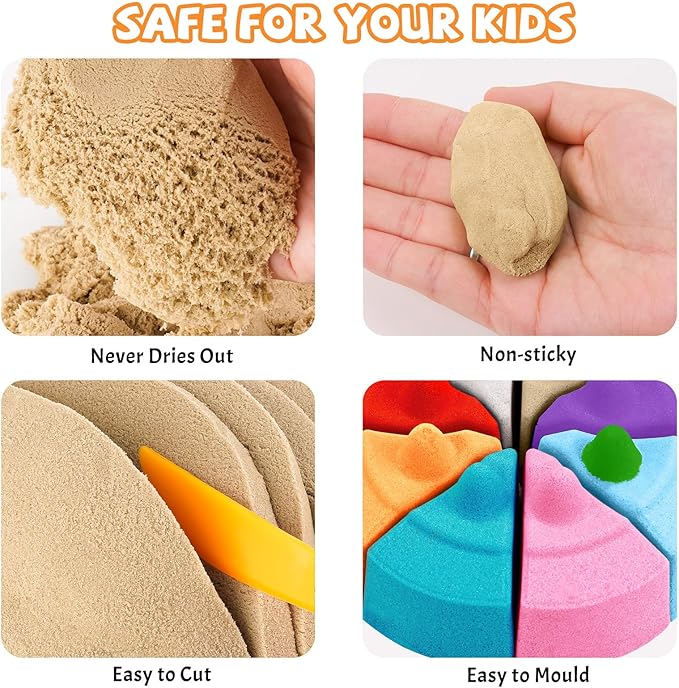 NiToy FlexiSand 19 lbs Value Pack of Moldable Self-Sticking Sand, Never Dries Out Fun for 3 Years and Up Kids, Bulk Refill for Sensory Sand Box Toys, Ideal for Shaping and Molding (Original Color)