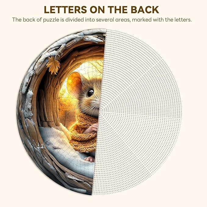 Round Puzzles for Adults 1000 Pieces, Hard Difficult Challenging Puzzles for Adults, 3D Cave Mouse Jigsaw Puzzles 1000 Pieces for Seniors, 3D Visual Flat Puzzle (26.6 x 26.6in)