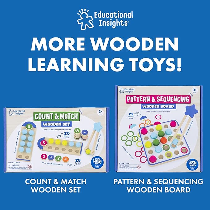 Educational Insights ABCs & Letter Sounds Wooden Puzzle - Alphabet Puzzles for Toddlers, Preschool Montessori Toys, Fine Motor Sets & Games, Learning Uppercase and Lowercase Letters for Kids Ages 3+