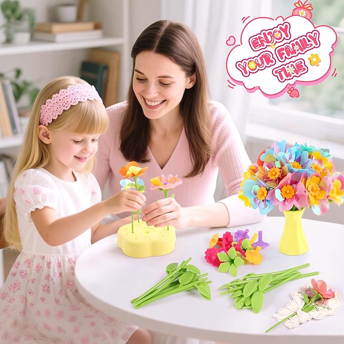Kids Crafts, Arts and Crafts for Kids 4-6, Craft Kits, Frozen Toys, Fabric Flower Bouquets Toys, 6 Year Old Girl Birthday Gift, 8 Year Old Girl Birthday Gift, Christmas Gifts Halloween Crafts