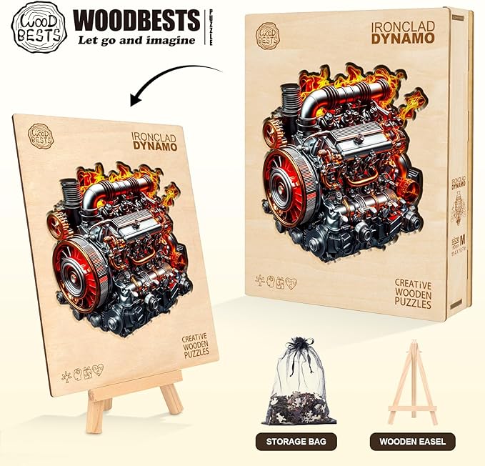 Wooden Puzzles for Adults, Wooden Jigsaw Puzzles for Adults Kids, Ironclad Dynamo Unique Shaped Wood Puzzles Adult, Creative Gifts for Friends Family Game, Home Decor(11.4 * 10.7in 180pcs)