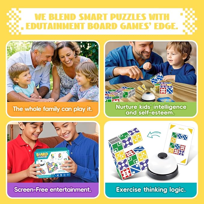 Family Matching Game for Kids & Adults, Block Puzzle Board Games for Boys & Girls Ages 6-8 8-12, 2+ Player Card Puzzles for Children 6+ Year Olds