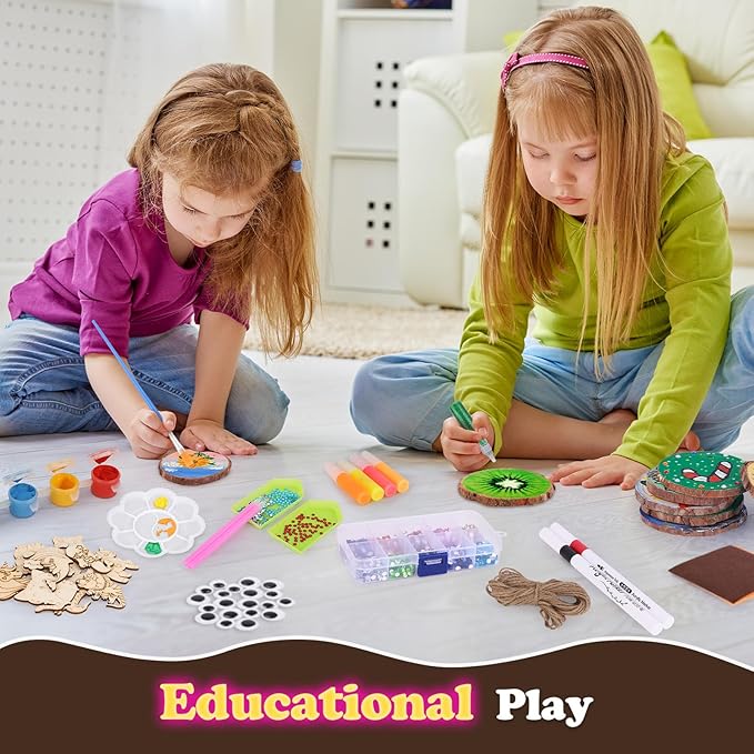 VisionX Wooden Painting Craft Supplies Kit for Kids, Arts and Crafts for Boys and Girls Ages 6-12, Creative Art Toys Birthday Christmas Gifts for 5 6 7 8 Year Old Girls Boys