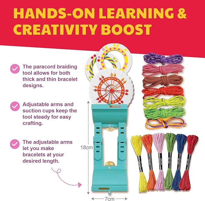 KidzMaker - Friendship Bracelets - DIY Craft Kit for Kids - Create Unique Friendship Bracelet Making KIT with Various Designs and Styles - Includes Braiding Tools, Threads, and Beads for Bracelets