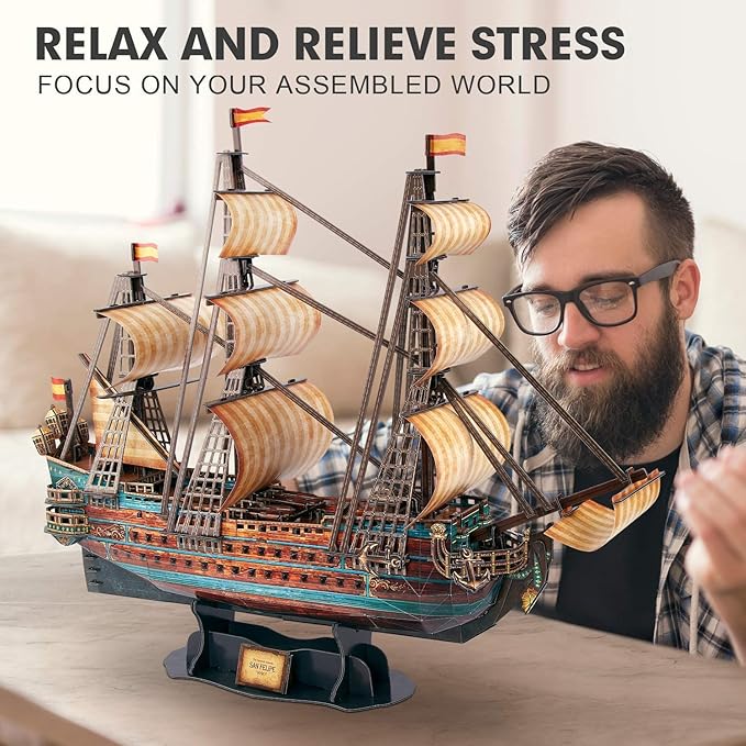 CubicFun 843659803 Boat San Felipe 1960, Spanish Ship, 3D Puzzle, Model Kit for Adults and Children, 248 Pieces, 240 min Assembly, Le