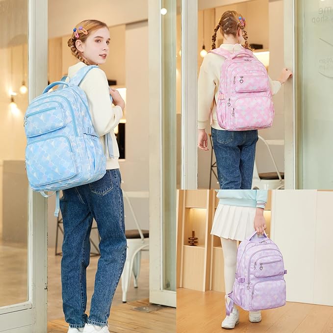 3Pcs Kids Backpack Set for Girls with Matching Lunch Bag, Girls School Bag Backpack for Kids