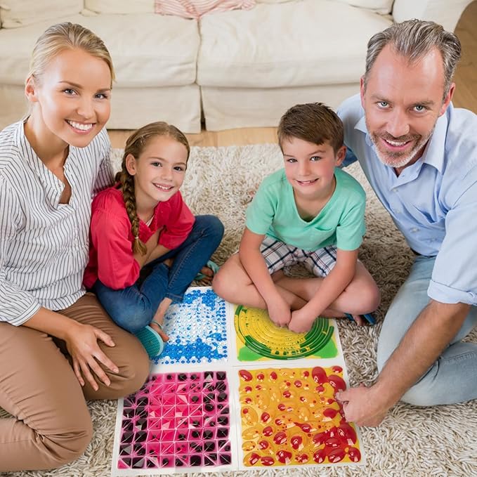 Art3d 12"x12" Textured Liquid Sensory Flooring Tiles, Interactive Glossy Fusion Play Mats for Kids, Toddler, Teens, Stress Relief & Calming Toys, 4pcs per Set