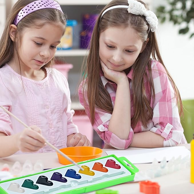 Watercolor Paint Sets Bulk, 24 pack 8 Colors Washable Paint Sets,Wooden Brushes, Idear Valentines Day Gift Christmas Gift for Preschool Classroom, Art School, Birthday Party Favors