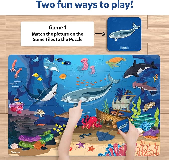 Skillmatics Floor Puzzle & Game - Piece & Play Underwater Animals, Jigsaw & Toddler Puzzles, Educational Toy, Gifts for Boys & Girls Ages 3, 4, 5, 6, 7 (48 Pieces, 2 x 3 feet)