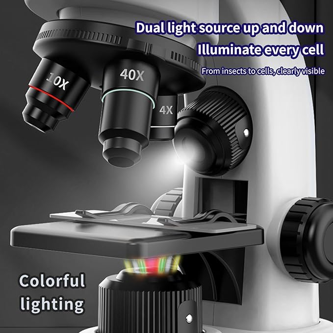 Kids Microscope,40-1600x Microscope Kit for Kids Beginners Children,STEM Kit,Prepared Slides,LED Light and Configured Various Operating Tools- Science Experiment Toy for Kids Ages 5-12