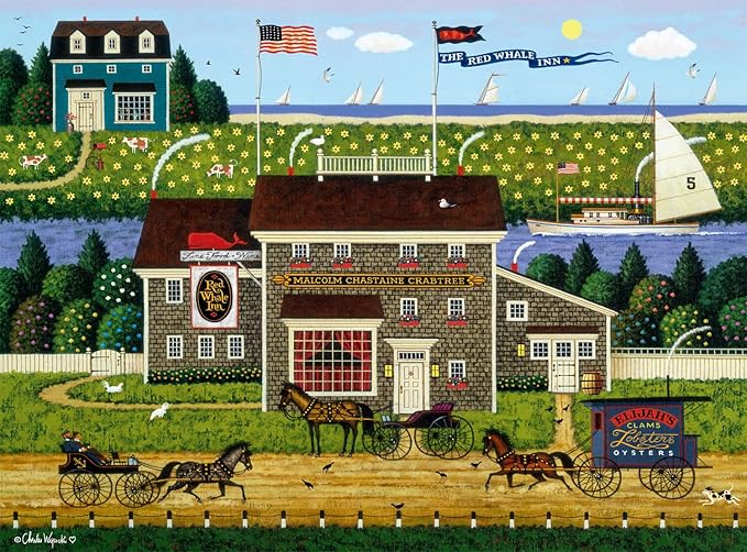 Buffalo Games - Charles Wysocki - Red Whale Inn - 1000 Piece Jigsaw Puzzle for Adults -Challenging Puzzle Perfect for Game Nights - Finished Size is 26.75 x 19.75