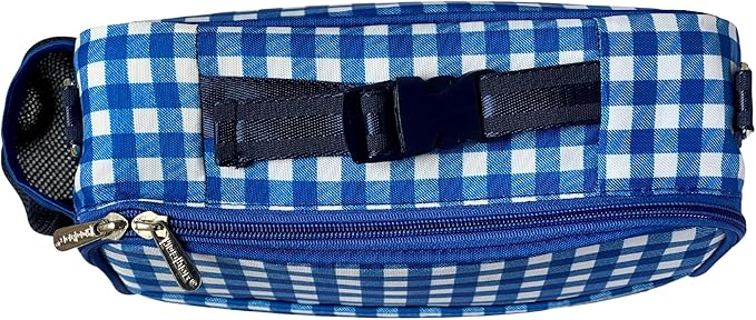 Yumbox Kids Lunch Bag, Holds Lunch Box and Water Bottle, 3 Ways to Carry, Zip Closure, Inside Zipper Netting, Wipe Clean Fabric with EVA lining for extra insulation (Vichy Blue)