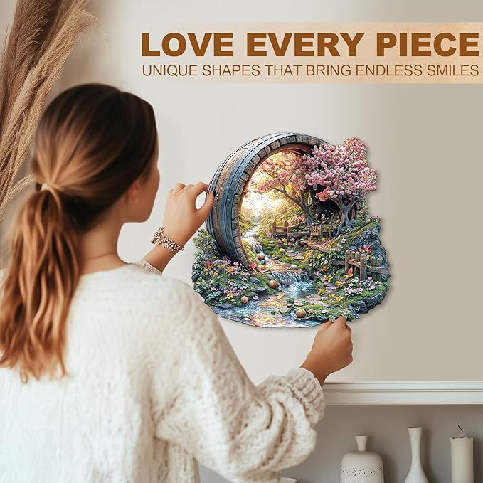 Wooden Puzzles for Adults, Spring Flower Wooden Jigsaw Puzzle for Adults, 280 Piece Unique Animal Shape Wood Puzzles Adult, Birthday Party Gifts for Friends & Family Game Home Decor (L-13.4 * 13.1in)
