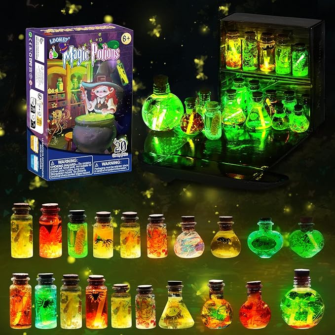 Magic Potions Craft Kit for Kids - Mix 20 Glow Witch Potion Bottles, Fairy Magic Potions Making Kit - Christmas Decorations Birthday Gifts for Girls Boys 6 7 8 9 10+
