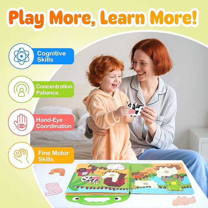 YPLUS Busy Book for Toddler, Montessori Activity Book Busy Board Quiet Books for Kids Ages 3-5, Educational Sensory Learning Travel Toys for Car Plane Airplane Baby