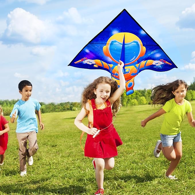 HONBO Large Delta Kite for Kids & Adults,Extremely Easy to Fly Kite for Beach Trip,String Line Included,with Colorful Tail,Perfect for Beginners