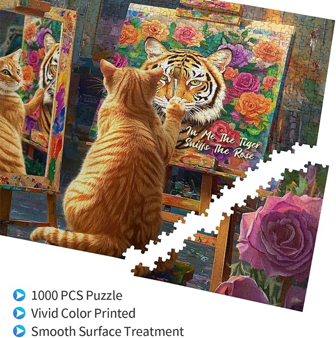 Jigsaw Puzzles 1000 Pieces Puzzles for Adults Large Animal Cat Painting Tiger Family Party Holiday Cat Tiger Puzzle Animal Adult Toys Difficult and Challenge Large Puzzle Game Toys Gift