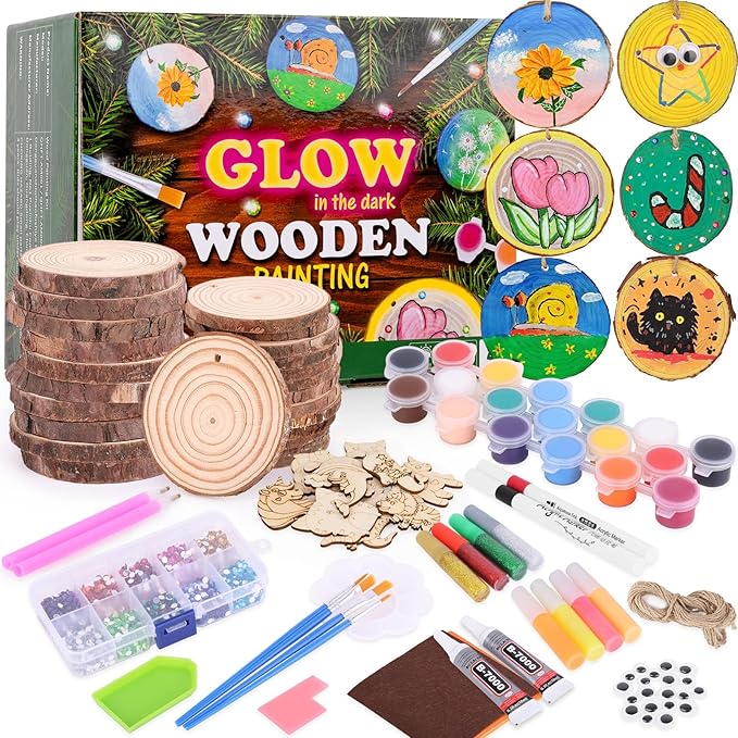 VisionX Wooden Painting Craft Supplies Kit for Kids, Arts and Crafts for Boys and Girls Ages 6-12, Creative Art Toys Birthday Christmas Gifts for 5 6 7 8 Year Old Girls Boys