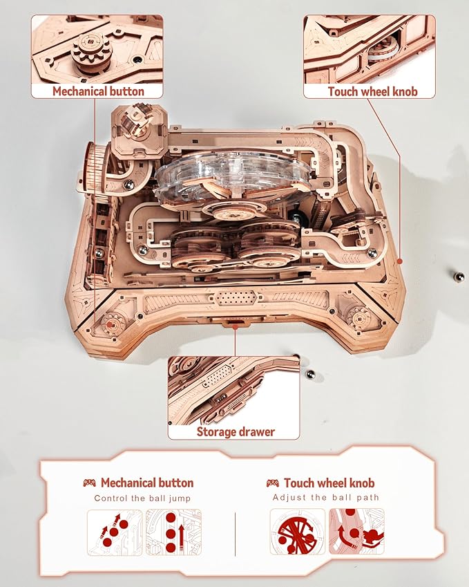 ROKR 3D Wooden Puzzle for Adults, Wooden Marble Run Set, Model Building Kits, Christmas Birthday Gifts for Teens and Adults, DIY Gear Ball Challenge