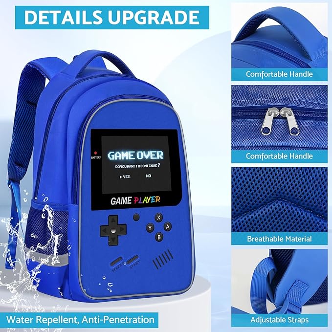 School Backpack For Boys - Gamer Boys Backpack For Kids Children Teens Elementary Middle School - Ages 6-18,17″