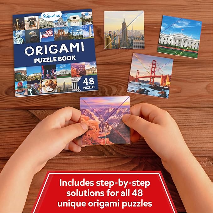 Skillmatics Origami Puzzle Book - 48 Folding Puzzles for Kids, Fun STEM Toy & Brain Teasers, Educational & Travel Gifts for Ages 8, 9, 10 and Up