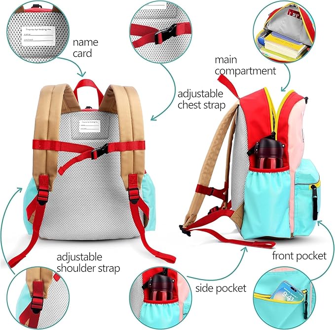 Kids' Backpacks for Girls & Boys - Kindergarten to Elementary School, Bookbag for School & Travel, Small Child Toddler Backpack, 15" H, Ages 6-9
