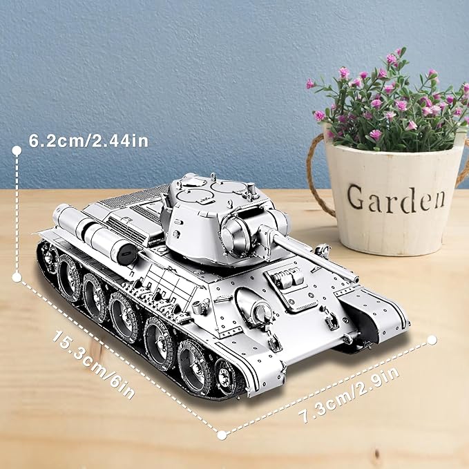 Piececool 3D Puzzles for Adults, Soviet T34 Tank Model Building Kits (1:48 Scale), Metal Kit to Build, Challenging Brain Teaser Puzzle DIY Arts and Craft Kits, Best Gifts