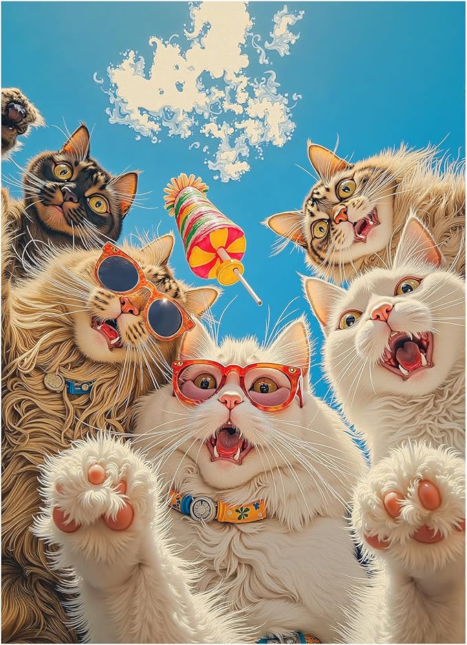 Jigsaw Puzzles for Adults 1000 Pieces, Challenging Unique Shaped Puzzle for Game Night Family Home Decor Wall Display, Kitten Pets Animal Lovers Cat Puzzles, 20x27 Inches