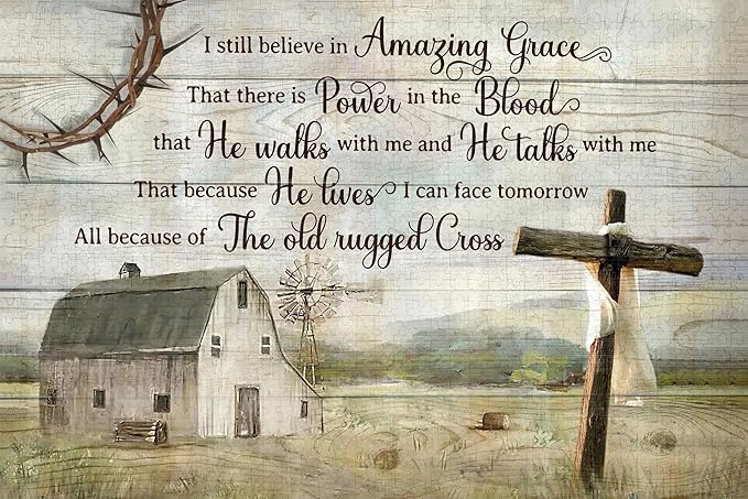 300 Pieces, I Still Believe in Amazing Grace,Wooden Puzzle,Intellectual Challenge,Relaxing Family Activities, Decoration and Holiday Gifts.Jigsaw Size: 15.7 x 11 in and 1:1 Original Picture Poster