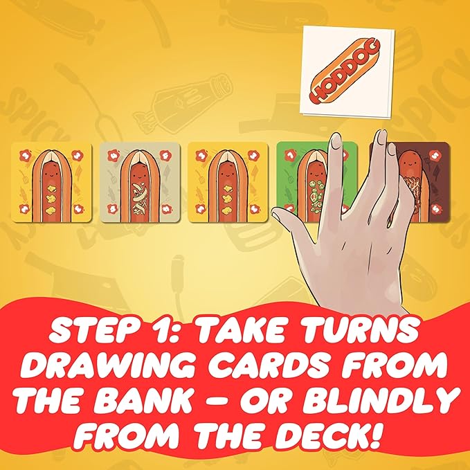 Joking Hazard Hoddog Card Game โ 82 Cards for Kids & Adults, Race to Build The Longest Hoddog with Fun & Strategy, Includes Ketchup Splat Cards & Rulebook