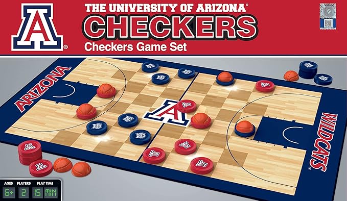 MasterPieces NCAA Arizona Wildcats, Checkers Board Game, For Ages 6+