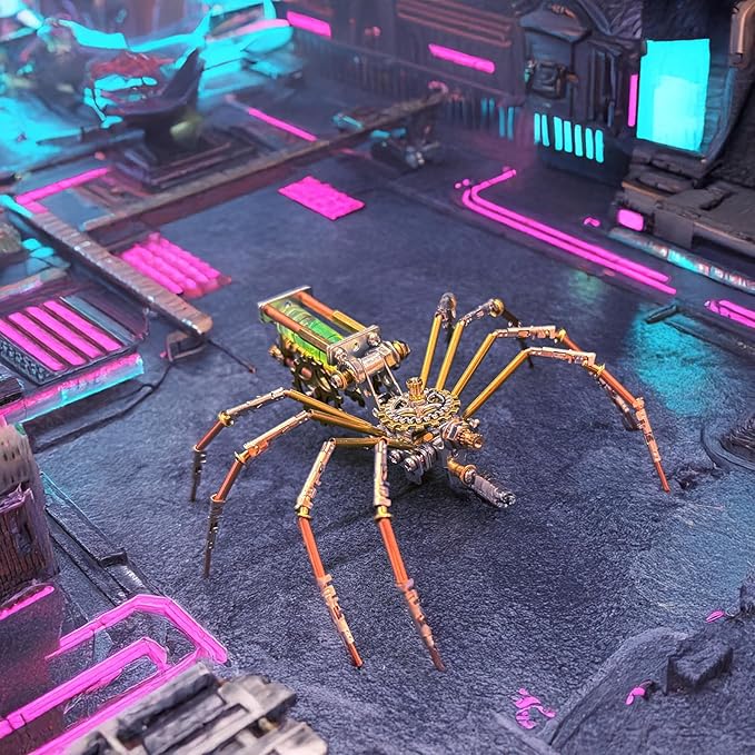 Metal Insect Bug Sculpture Steampunk Mechanical Insect Clockwork 3D Steampunk Metal Puzzle Kits for Adults (Mechanical Spider F)