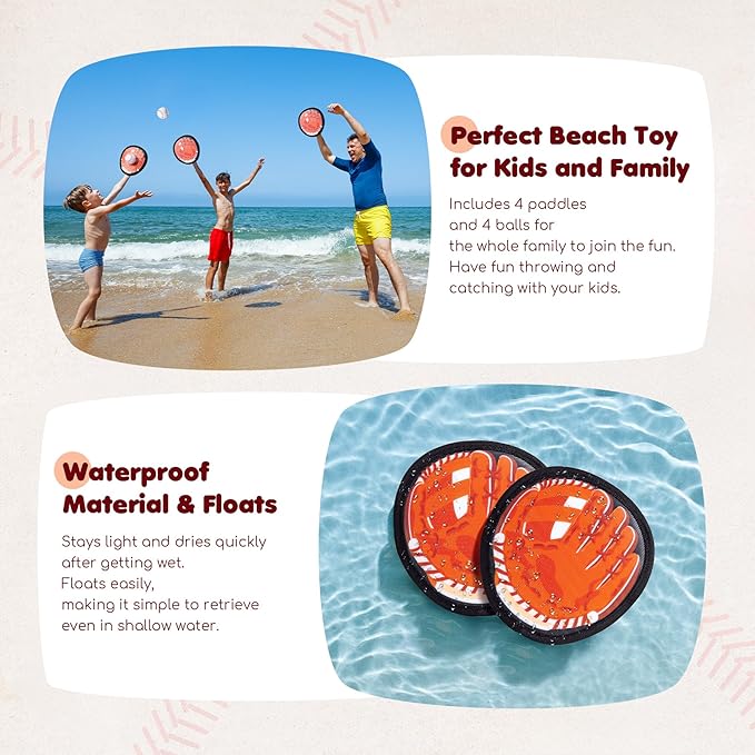 Toss and Catch Ball Set - Ultra Soft & Safe Toddler Baseball Gloves Designed for Pain-Free - Kids Games Toys Indoor Outdoor - Great for Yard Beach Pool - Gift for Boys Girls 2-4 5-7 8-10 Years