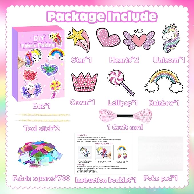Poke-in Craft and Art Kit- Magical Dream Decor,Arts and Crafts,DIY Craft Kits,Mess-Free Fun for Kids,Art Activity Birthday Christmas Gift Ideas for Children,Toys for Girls and Boys Ages 4-10+
