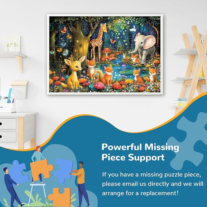 100 Pieces Puzzles for Kids Ages 4-8,Deer Elephant Puzzle Large Pieces Puzzle 100 Pieces for Kids Teens Ages 4-6 6-8 8-10 Jigsaw Puzzles Educational Toys Birthday Gifts for Girls and Boys
