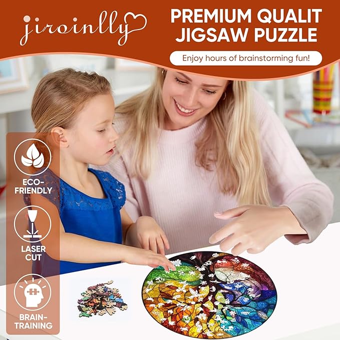 Wooden Puzzle for Adults - 3D Tree of Life Wooden Jigsaw Puzzles 200 Piece, Unique Shaped Challenging Puzzles, Exquisite Packaging, Best Gift Mother's Day Toys for Family Friends 11.2x11.2 in